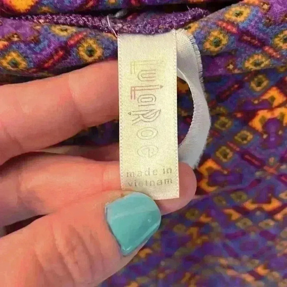 LuLaRoe OS Leggings Purple Mustard Blue Aztec ONE SIZE 2-10 - Picture 4 of 4